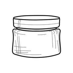 Simple hand drawn cartoon doodle illustration of cream for face and body isolated on white background. 24 hour face care cream protection.Element for decoration posters, postcards, web, advertisement.