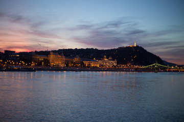 View of the evening old city of Budapest at sunset