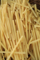 Homemade fresh spaghetti in the center