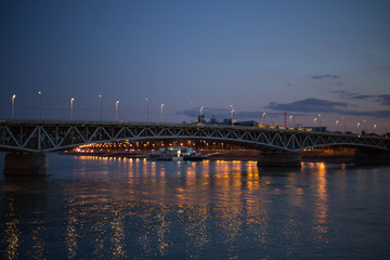 View of the evening old city of Budapest at sunset