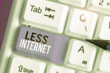 Writing note showing Less Internet. Business concept for Having no way of connecting or accessing...