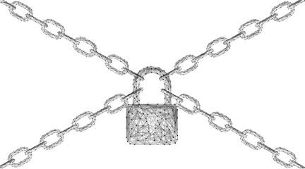 Low poly lock on a chain. Blocking data.