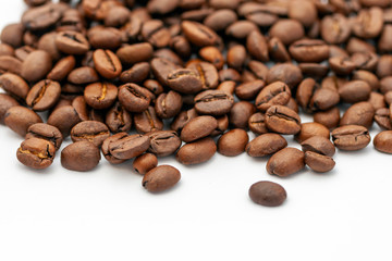 Coffee beans on white background