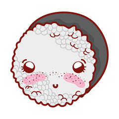 kawaii rice roll japanese food cartoon, sushi and rolls