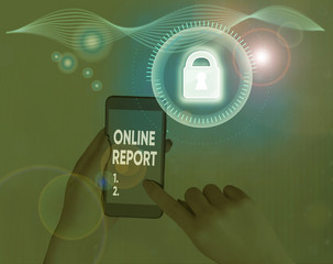 Handwriting text writing Online Report. Conceptual photo to give a description of something or...