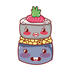 kawaii sushi roll caviar food japanese cartoon, sushi and rolls