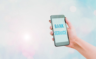 Text sign showing Bank Service. Business photo showcasing Activities involved in accepting and safeguarding money by bank