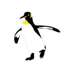 Vector icon with hand drawn  penguin.  Happy new year symbol. Beautiful marine animal design element. Kids vector illustration. Nature background. Cute cartoon baby character. North wildlife.