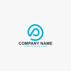 Kidney logo design vector. Letter P line abstract symbol. Monogram P in circle vector icon. Medical care sign.