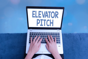 Handwriting text Elevator Pitch. Conceptual photo the elevator statement is a short description of...