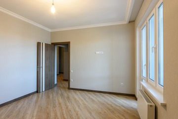 Interior of an empty bedroom after a renovation