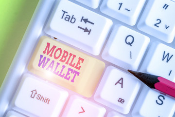 Conceptual hand writing showing Mobile Wallet. Concept meaning mobile technology that is used...