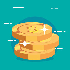 pile coins money cash icon vector illustration design