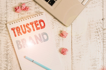 Conceptual hand writing showing Trusted Brand. Concept meaning Consumer believe in the integrity...
