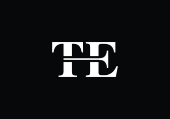 Monogram Logo of the Letters T and E in Elegant White