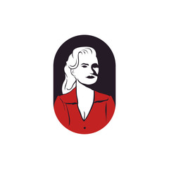 Retro Vintage Woman Beauty Face Silhouette Logo design.