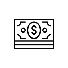 Currency Stack Vector Icon Line Illustration