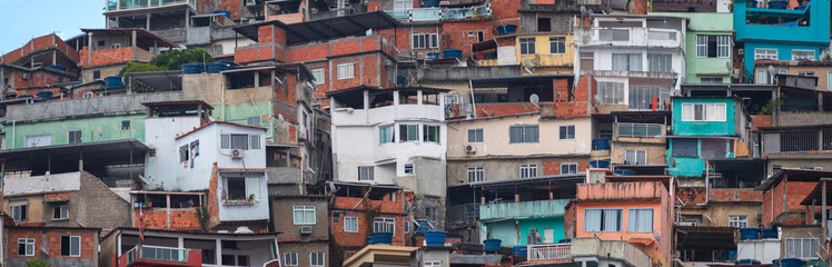 Fototapeta na wymiar Favelas in the city of Rio de Janeiro. A place where poor people live.