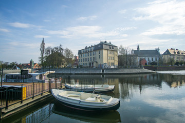 a nice day around the river in Wroclaw city center , Poland 