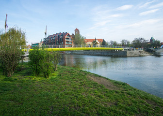 a nice day around the river in Wroclaw city center , Poland 