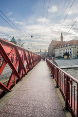 bridge over the river in Wroclaw city center , Poland 