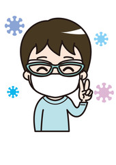 マスク　男の子1　イラスト