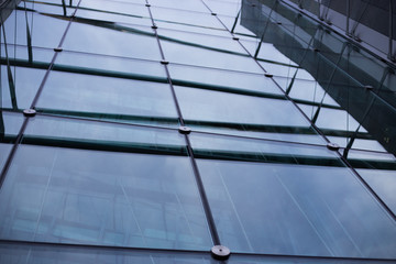 Reflection in the glass of the building facade