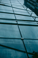 Reflection in the glass of the building facade