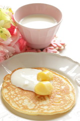 milk and chestnut pan cake for gourmet breakfast