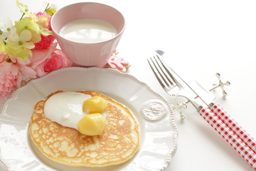 milk and chestnut pan cake for gourmet breakfast