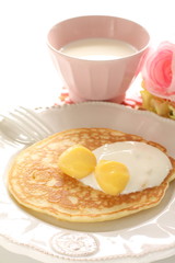 milk and chestnut pan cake for gourmet breakfast