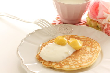milk and chestnut pan cake for gourmet breakfast