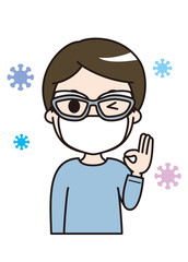 マスク　男性2　イラスト
