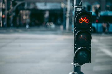 Traffic light for cyclists in the city