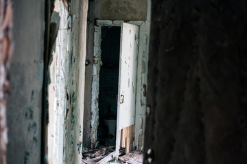 Old ruined house in Pripyat in Chernobyl