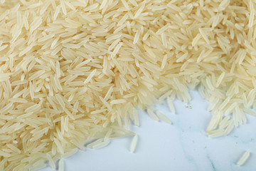 Dry and fresh asian rice on the table