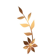 cute flower golden with branch and leafs vector illustration design