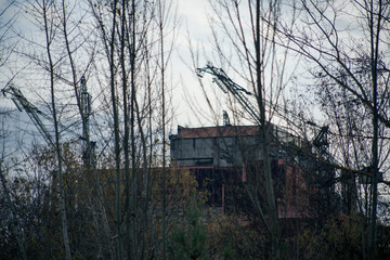 Power plant buildings in Pripyat in Chernobyl