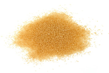 Fototapeta na wymiar Closeup pile brown sugar isolated on white background.