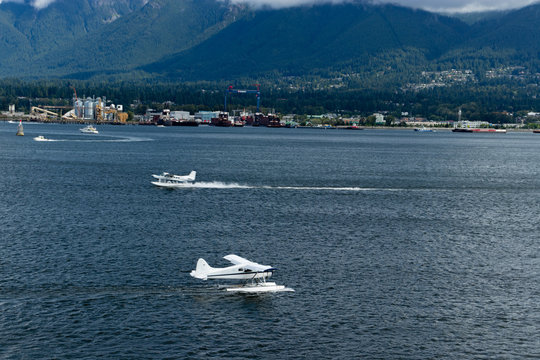 Sea planes landing and taking off, Vancouver, BC, Canada