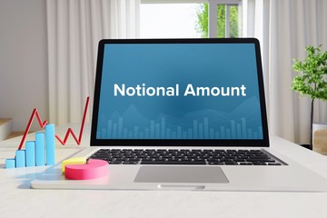 Notional Amount – Statistics/Business. Laptop in the office with term on the Screen. Finance/Economy.