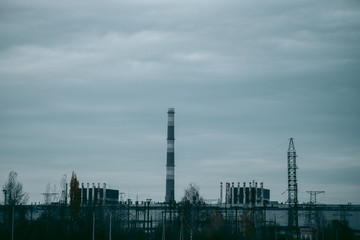 Sarcophagus over the 4th power unit of a nuclear power plant in Pripyat in Chernobyl