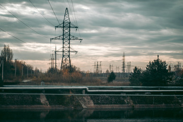 Power plant buildings in Pripyat in Chernobyl