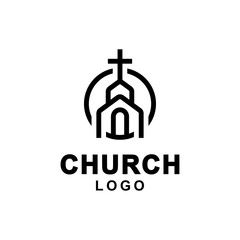 Minimal Church logo line art vector illustration