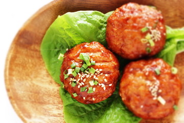 Homemade Japanese patty burger with sauce