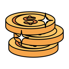 pile coins money cash isolated icon vector illustration design