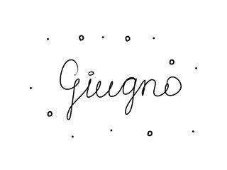 Giugno phrase handwritten with a calligraphy brush. June in italian. Modern brush calligraphy. Isolated word black