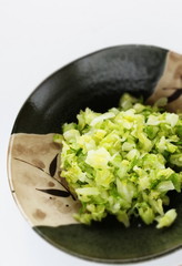 Chopped cabbage in bowl for chinese cooking