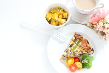 French food, Shimeji mushroom and spinach quiche