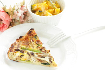 French food, Shimeji mushroom and spinach quiche